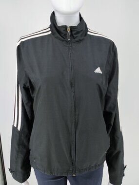 Adidas 2009 Black and White Classic Three Stripe Womens Track Jacket (Large)